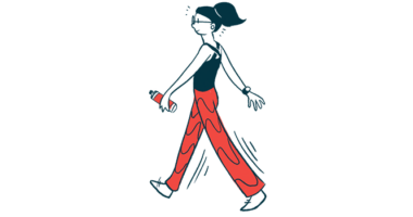 An illustration of a woman walking.