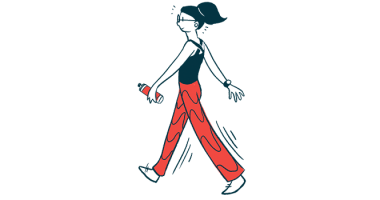 An illustration of a woman walking.