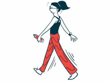 An illustration of a woman walking.