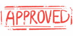 A red rubber stamp shows the word 