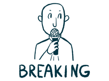 A person speaks through a microphone to announce breaking news.