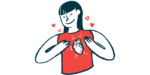 An illustration of a person with a heart image on their shirt.