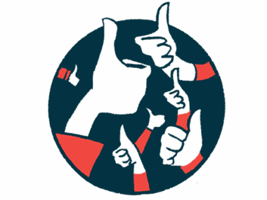 Multiple hands are shown giving the thumb-up sign from inside a black circle.