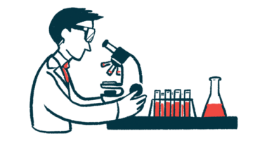 gene activity in PAH | Pulmonary Hypertension News | illustration of scientist using microscope in lab