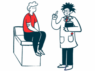 A doctor speaks to a patient who is sitting on an examination table.