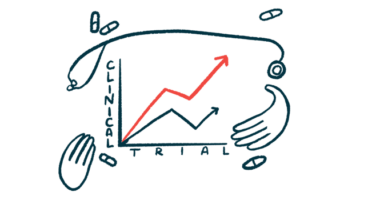 Two hands, a stethoscope and a handul of oral medications surround a graph labeled 