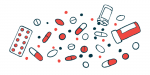 An illustration shows a variety of oral medications, along with a pill bottle with the top off.