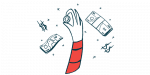 An illustration of a hand with money is shown.