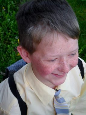 picture | Pulmonary Hypertension News | a face and shoulders shot from overhead of a young Cullen, wearing a tie