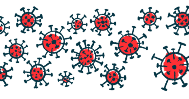 An illustration showing molecules in a spiral shape with spikes.