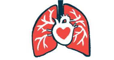 Illustration shows lungs and the heart; the pulmonary arteries transport blood from the heart into the lungs.
