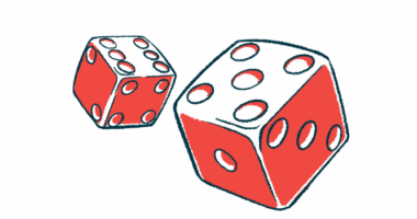 An illustration shows a rolling pair of dice.