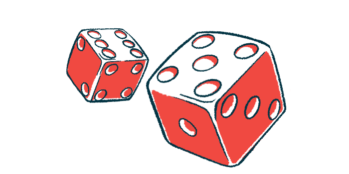 An illustration shows a rolling pair of dice.