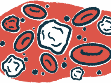 White blood cells are shown in a droplet of blood.