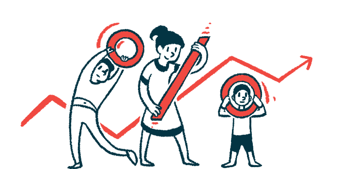 An illustration shows three people holding elements of a percentage sign.