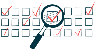 A magnifying glass hovers a checked box in a grid of checked and unchecked boxes.