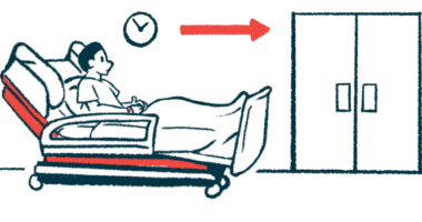 An illustration of a person on a hospital bed waiting to move into a room.