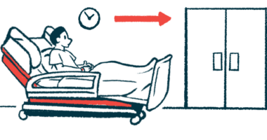 An illustration of a person on a hospital bed waiting to move into a room.