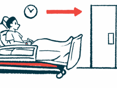 An illustration of a person on a hospital bed waiting to move into a room.