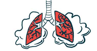 An illustration depicts a pair of lungs struggling to breathe.