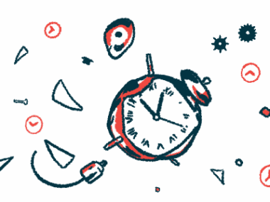 A broken alarm clock floats among shards in an illustration of mortality.