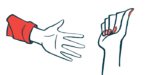 An open hand and a closed hand are shown in this illustration.