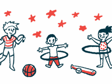 Illustration of three children, two of them hula hooping and one jumping rope.
