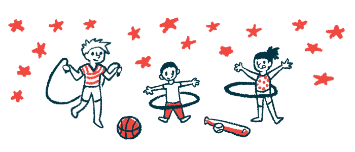 Illustration of three children, two of them hula hooping and one jumping rope.