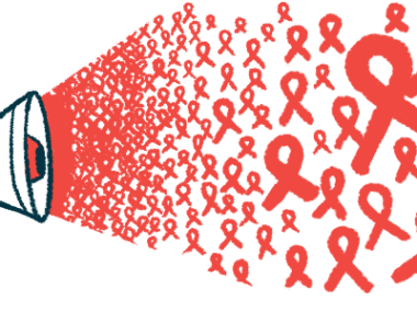 Red ribbons are shown spewing out of a megaphone.