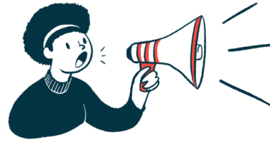 In an announcement illustration, a person speaks using a megaphone.