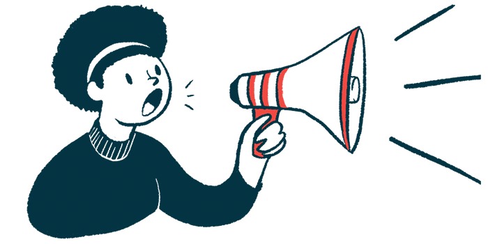 In an announcement illustration, a person speaks using a megaphone.