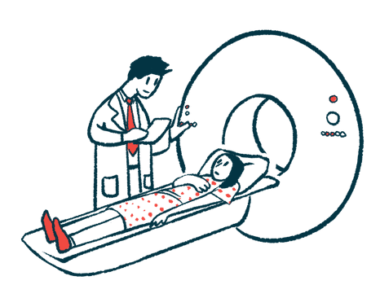 A clinician assures a worried looking person who is about to undergo an MRI.