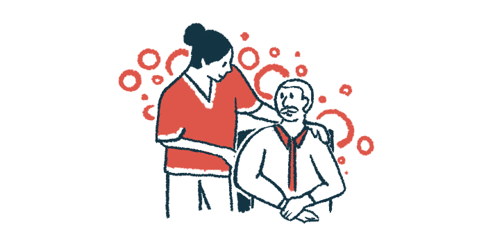 A healthcare professional speaks to a man in a wheelchair.