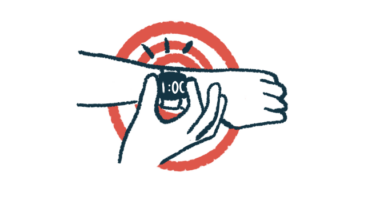 An illustration of a wearable smart device on a person's wrist supplying data.