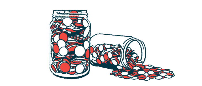 A full jar of coins is seen alongside a second jar, pictured on its side, with its coins spilling out.
