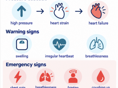 A graphic shows potential complications of pulmonary hypertension.